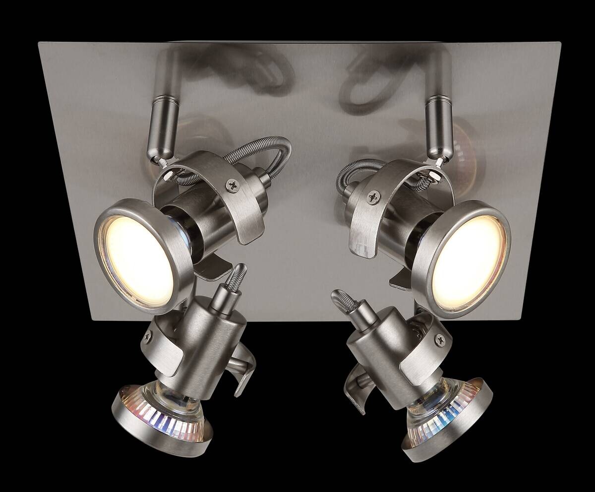 GLOBO Spot Verpax nickel B/H/L: ca. 24x13,2x26 cm GU10 4 Brennstellen