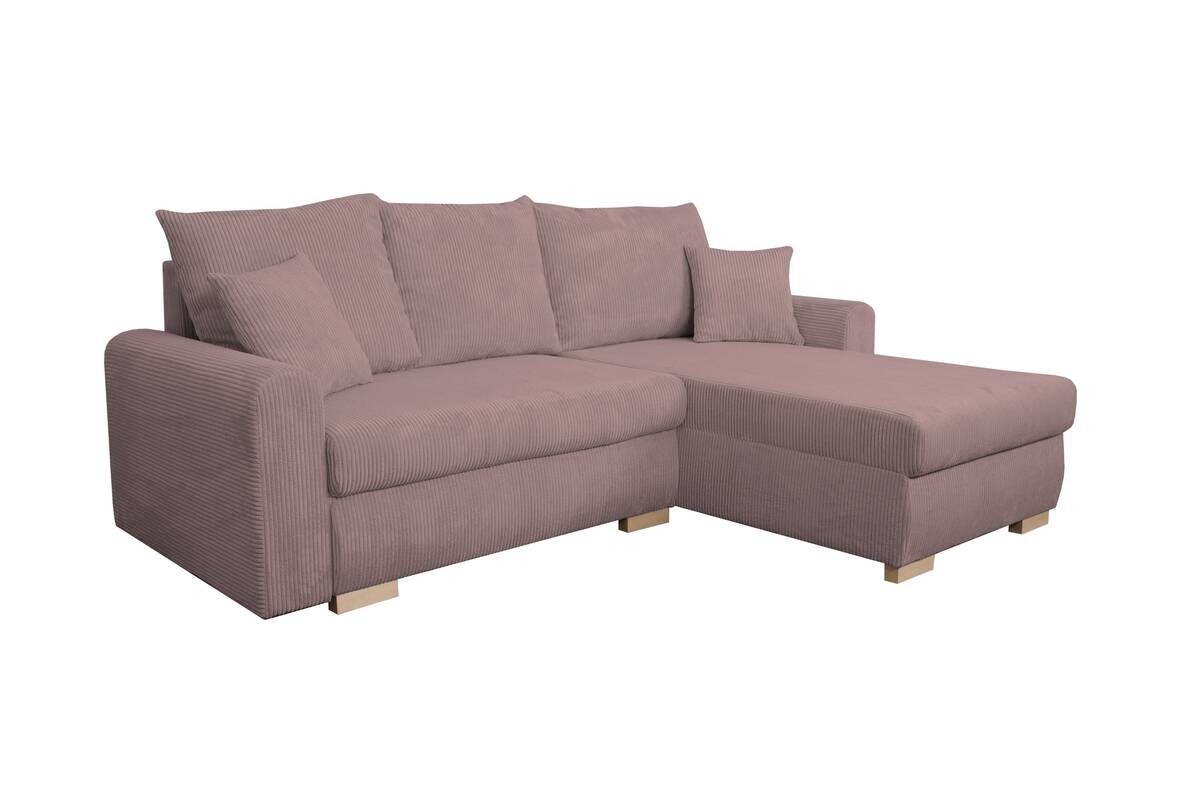 Ecksofa mit Bettfunktion und Bettkasten rosa Microfaser B/H/T: ca. 224,5x90x168 cm