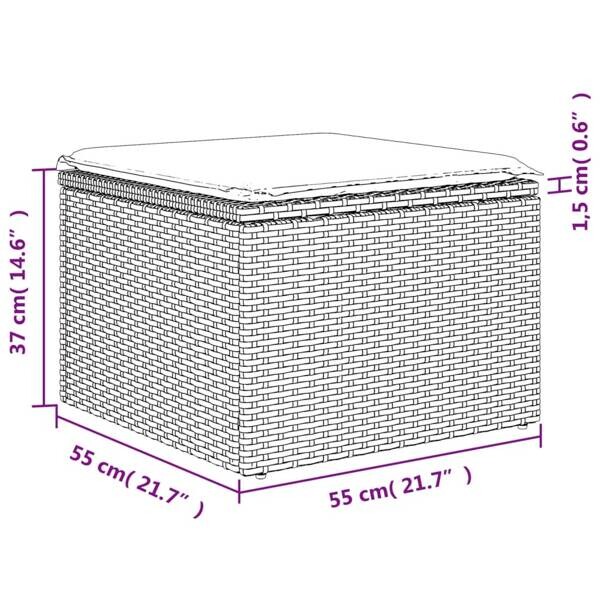 vidaXL Hocker grau Kunststoff B/H/L: ca. 55x37x55 cm