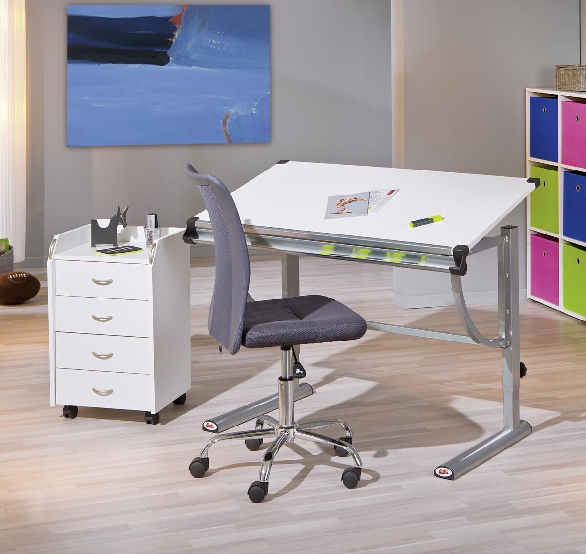 Drehstuhl Bonnie grau Kunststoff Metall