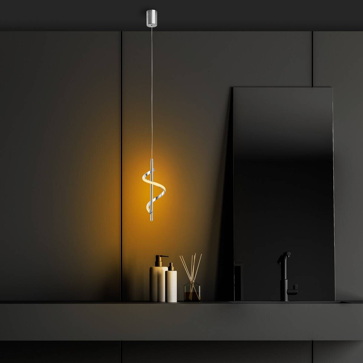 Opviq Pendelleuchte Chrom Metall B/H/T/L/D: ca. 16x100x16x16x16 cm