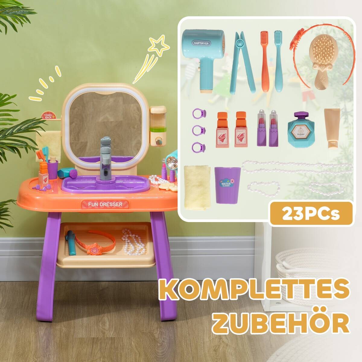 AIYAPLAY Kinder Schminktisch Set B/H/L: ca. 29x71x55 cm