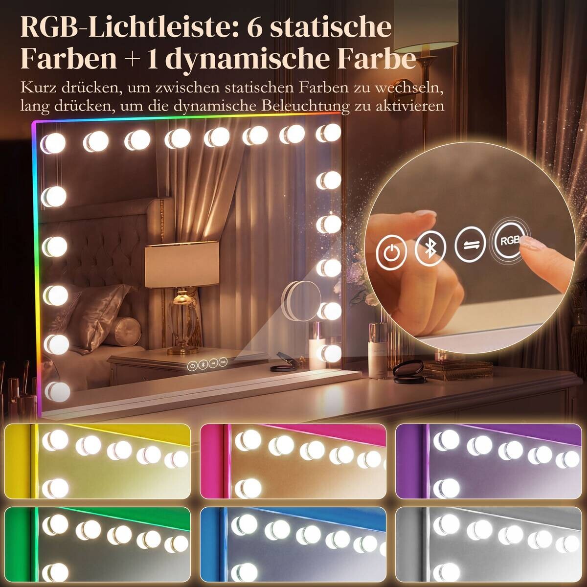 HOMCOM LED-Spiegel weiß B/H/L: ca. 14x60x80 cm