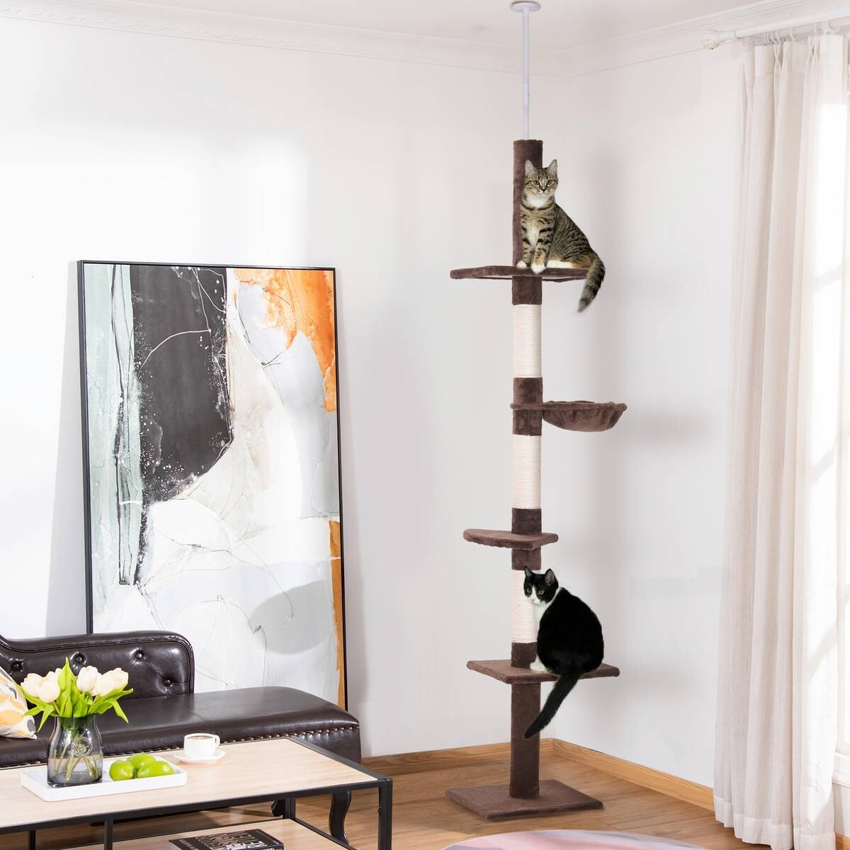 PawHut Kratzbaum braun Polyester B/H/L: ca. 30x260x40 cm