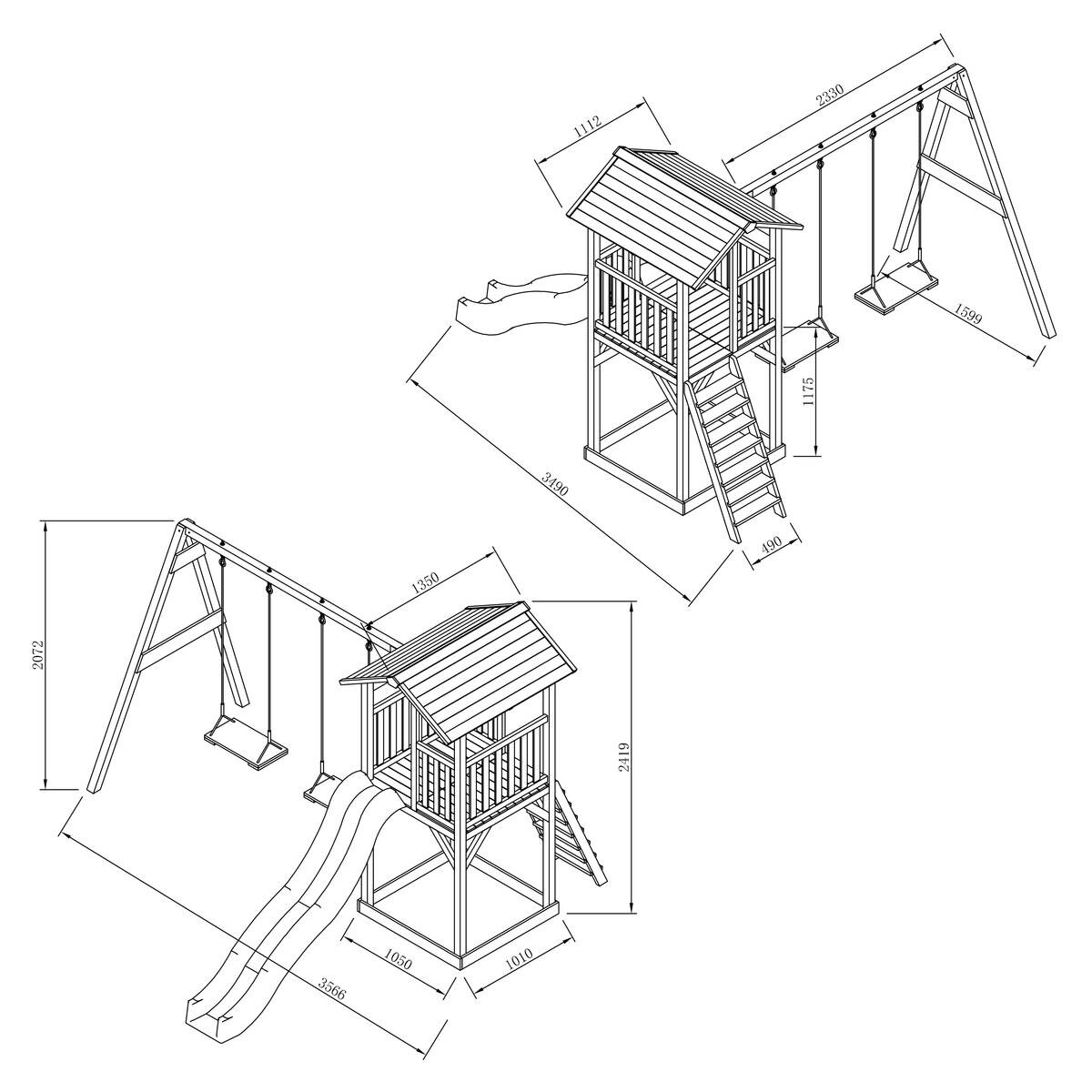 AXI Spielturm Beach Tower grau B/H/T: ca. 356,6x241,9x349 cm