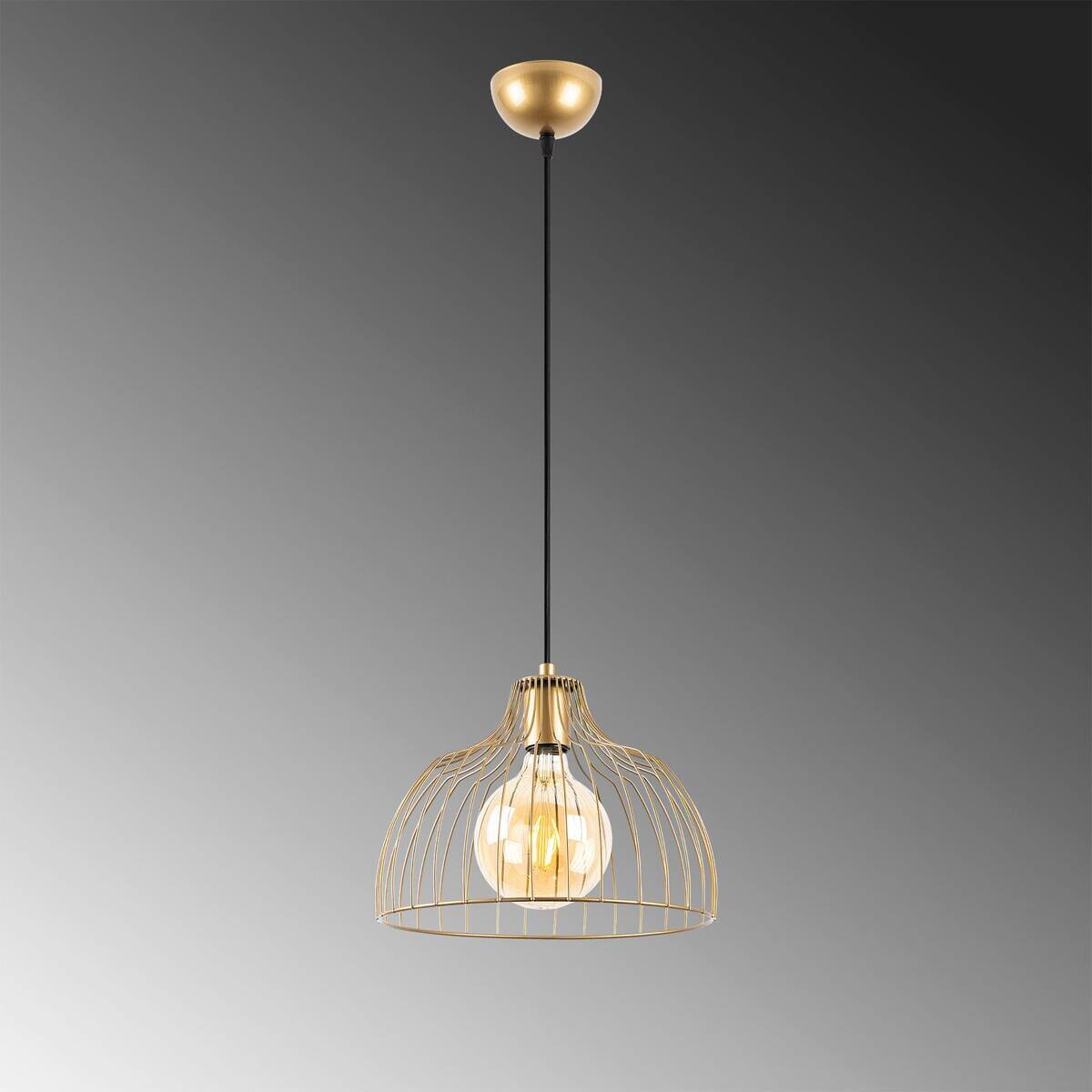 Pendelleuchte gold Metall B/H/L/D: ca. 28x126x28x28 cm E27 1 Brennstellen