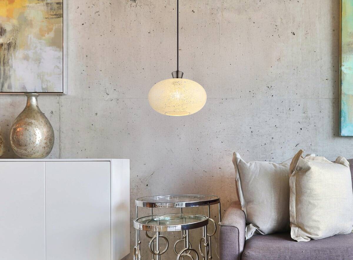 GLOBO Hängeleuchte Chrom schwarz Metall Glas B/H/L: ca. 19x33x33 cm E27 1 Brennstellen