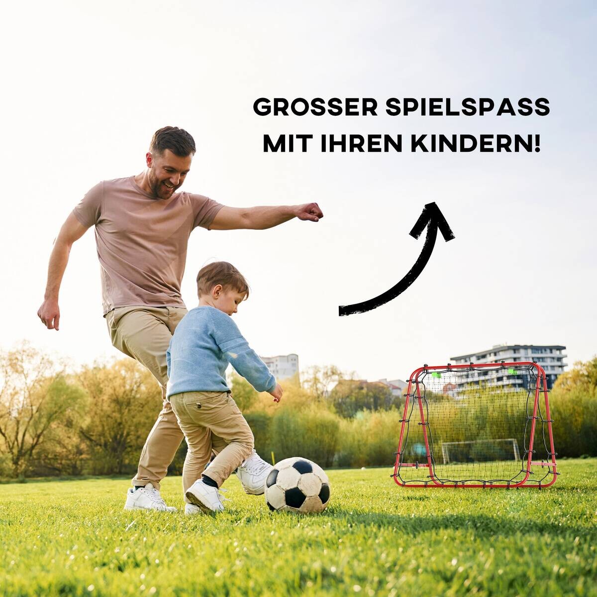 HOMCOM Fußball Rebounder rot Stahl B/H/L: ca. 95x90x100 cm