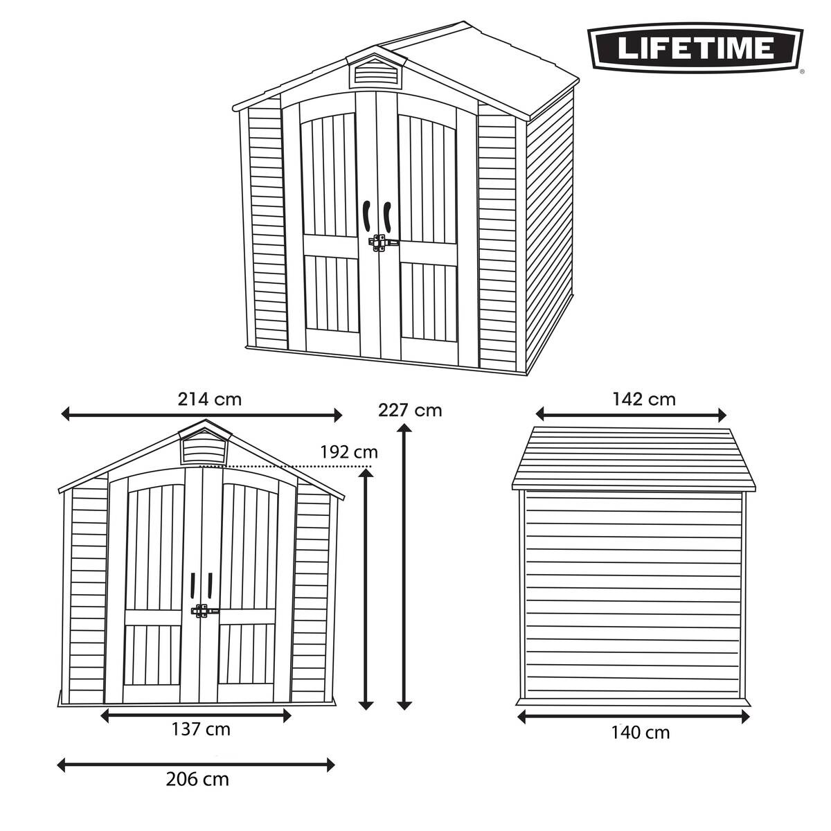 Lifetime Gartenhaus Starlet Lichtgrau B/H/L: ca. 215x228x143 cm