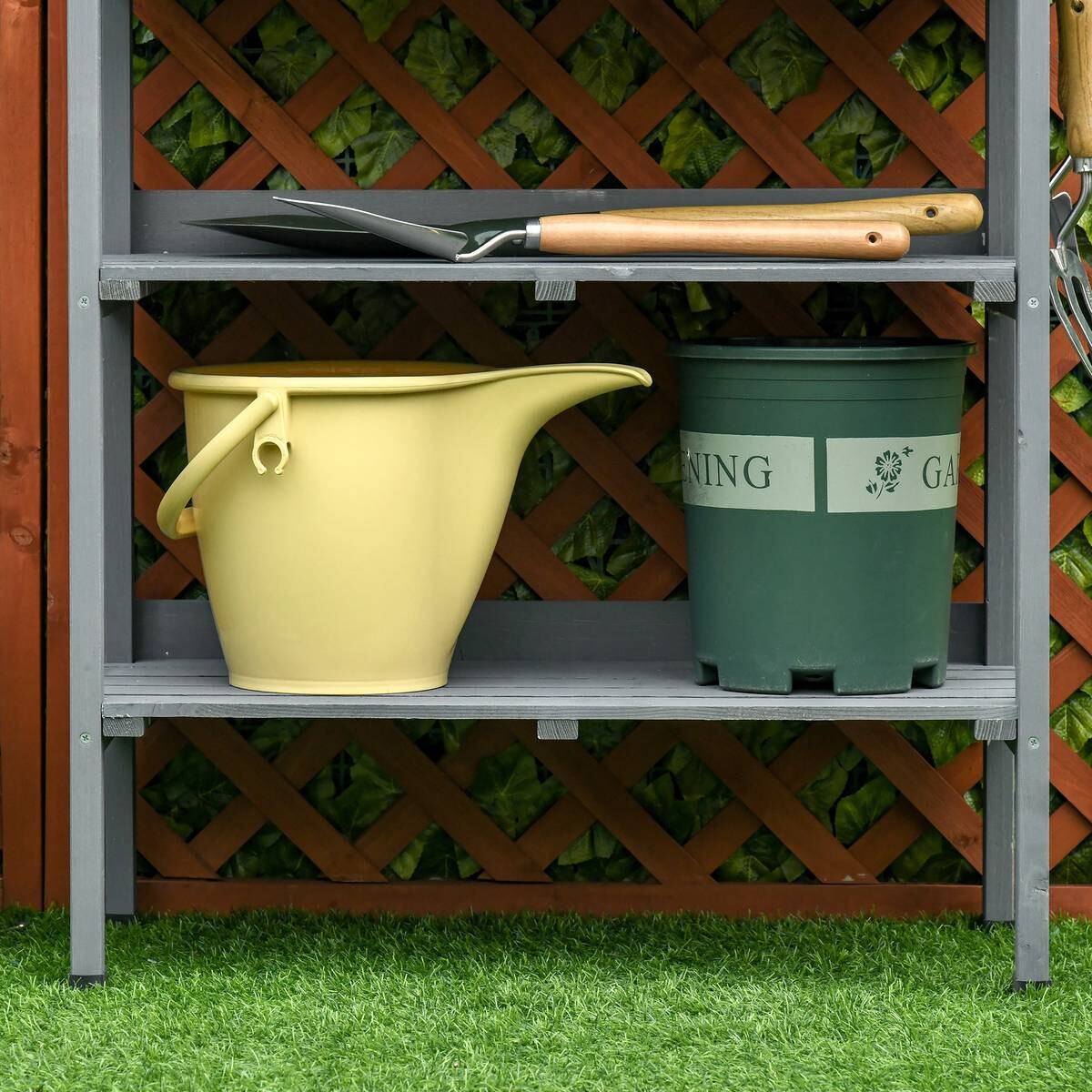 Outsunny Metall-Arbeitsfläche grau B/H/L: ca. 37x89x76 cm