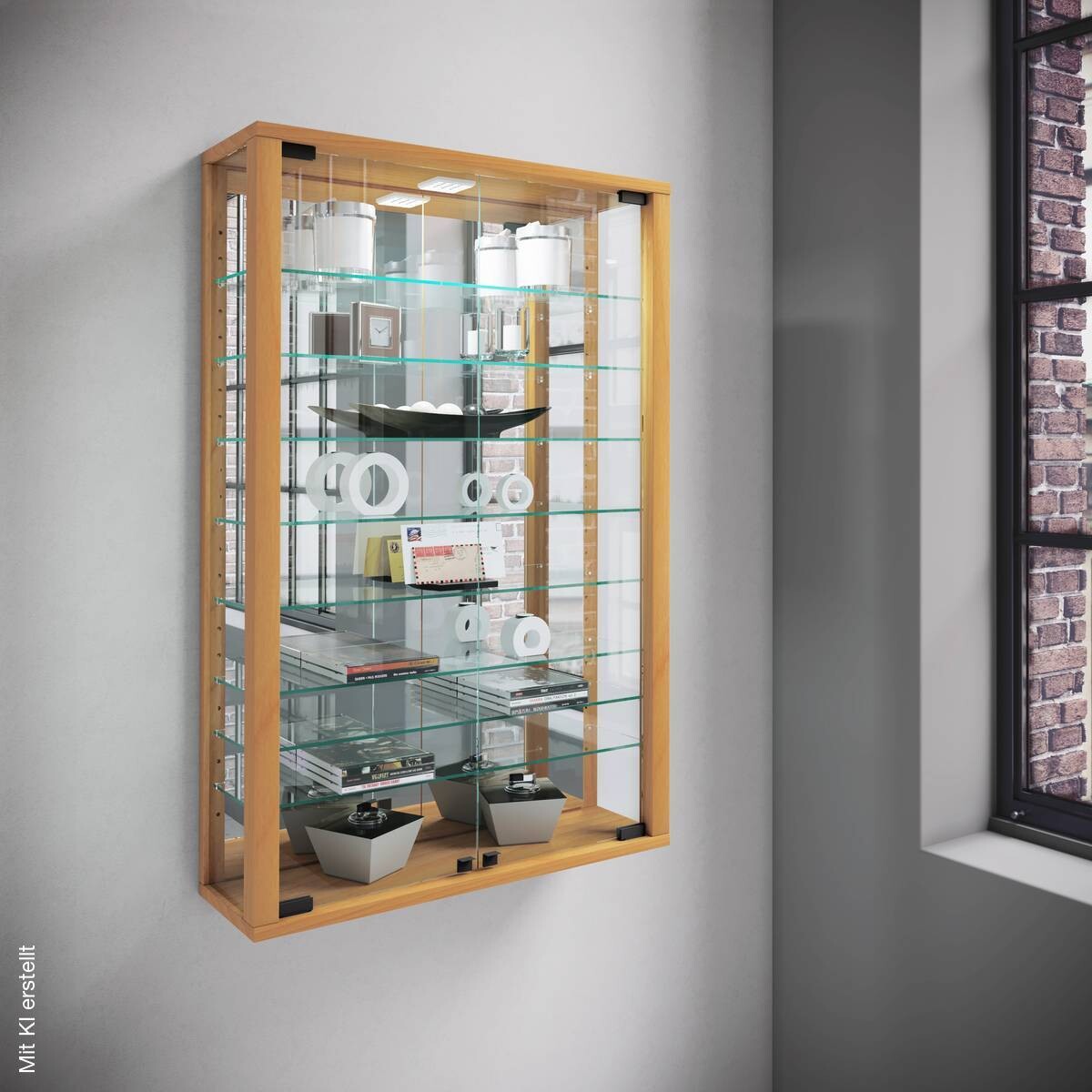 Vitrine Vitrosa buche Holzwerkstoff Glas B/H/T: ca. 59x91x18 cm