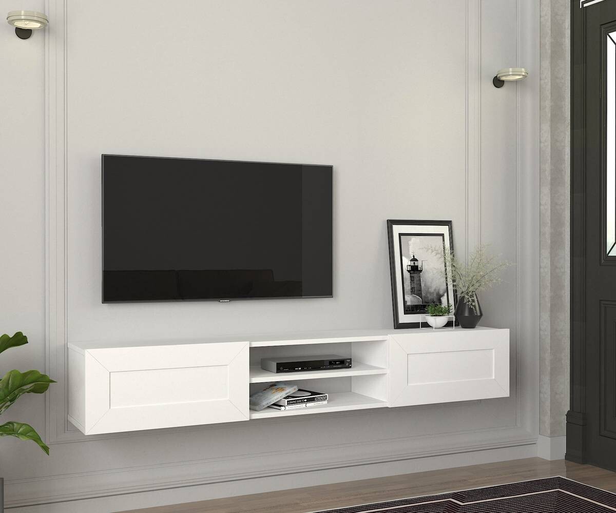 TV-Lowboard Piuma weiß B/H/T: ca. 180x29,1x29,6 cm