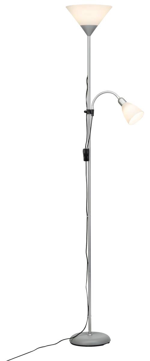 Brilliant Stehlampe Spari G98811/05 silber weiß Metall Kunststoff H/T/D: ca. 180x41x25 cm 2 Brennstellen