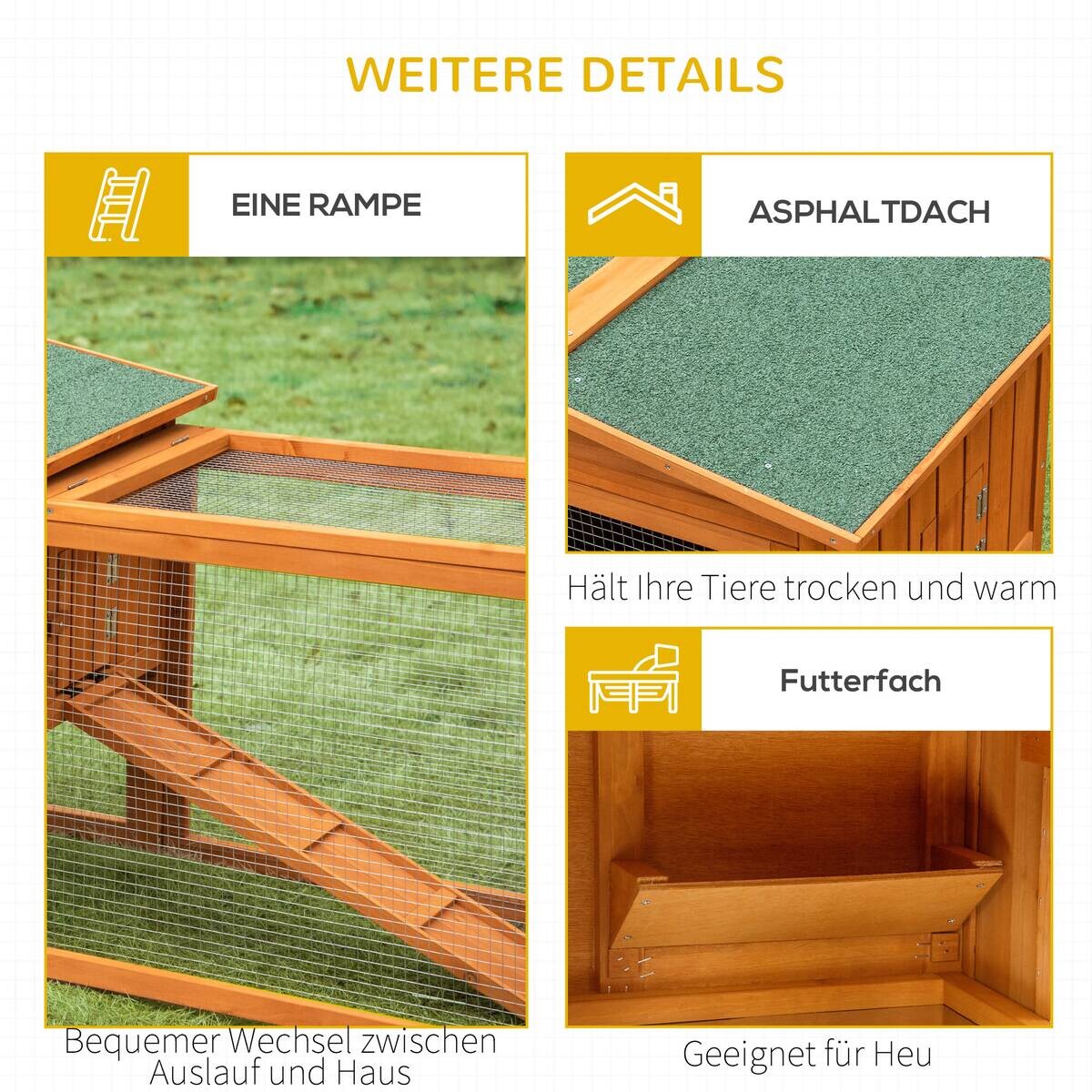 PawHut Stall orange Edelstahl B/H/L: ca. 58x156x68 cm
