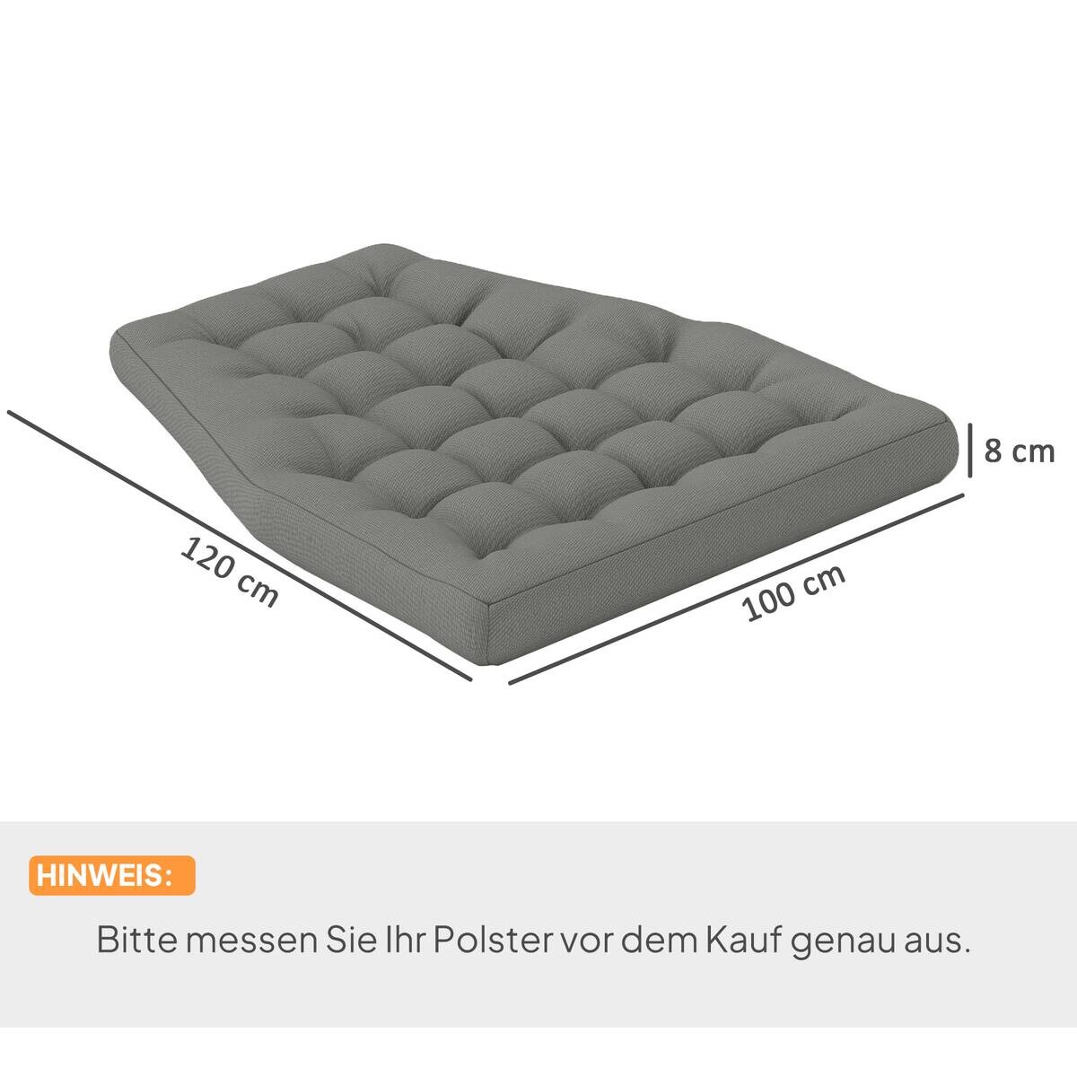 Outsunny Sitzkissen grau Schaumstoff B/H/L: ca. 100x8x120 cm