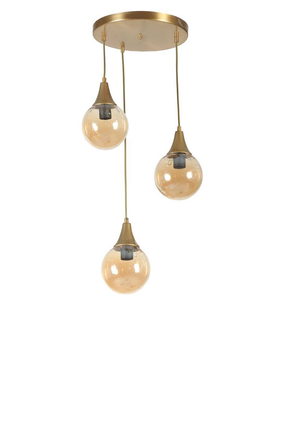 Pendelleuchte gold braun Glas Metall B/H/L/D: ca. 30x70x30x30 cm E27 1 Brennstellen