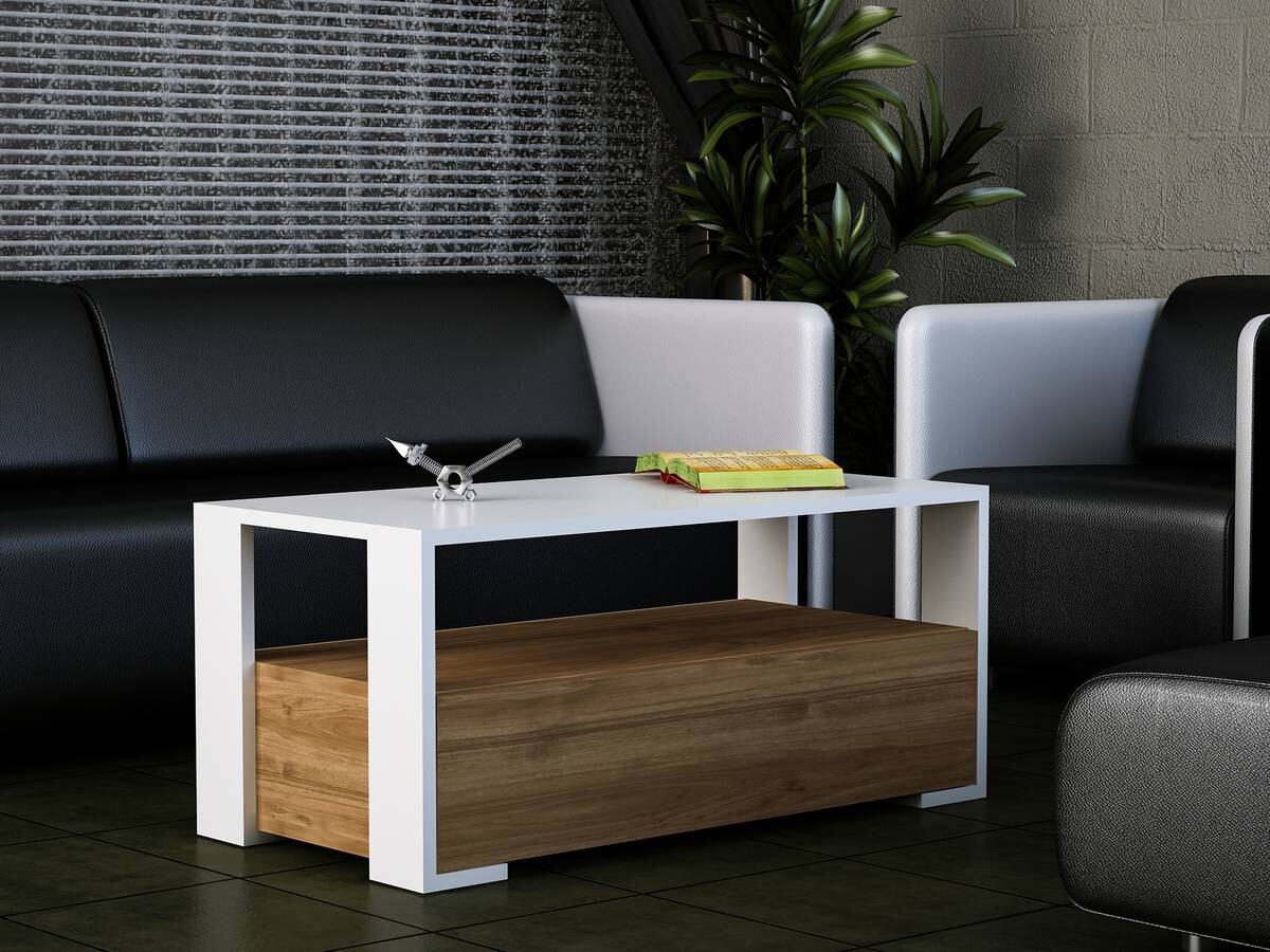 Couchtisch Balina weiß walnuss Nachbildung B/H/T: ca. 90x40x45 cm