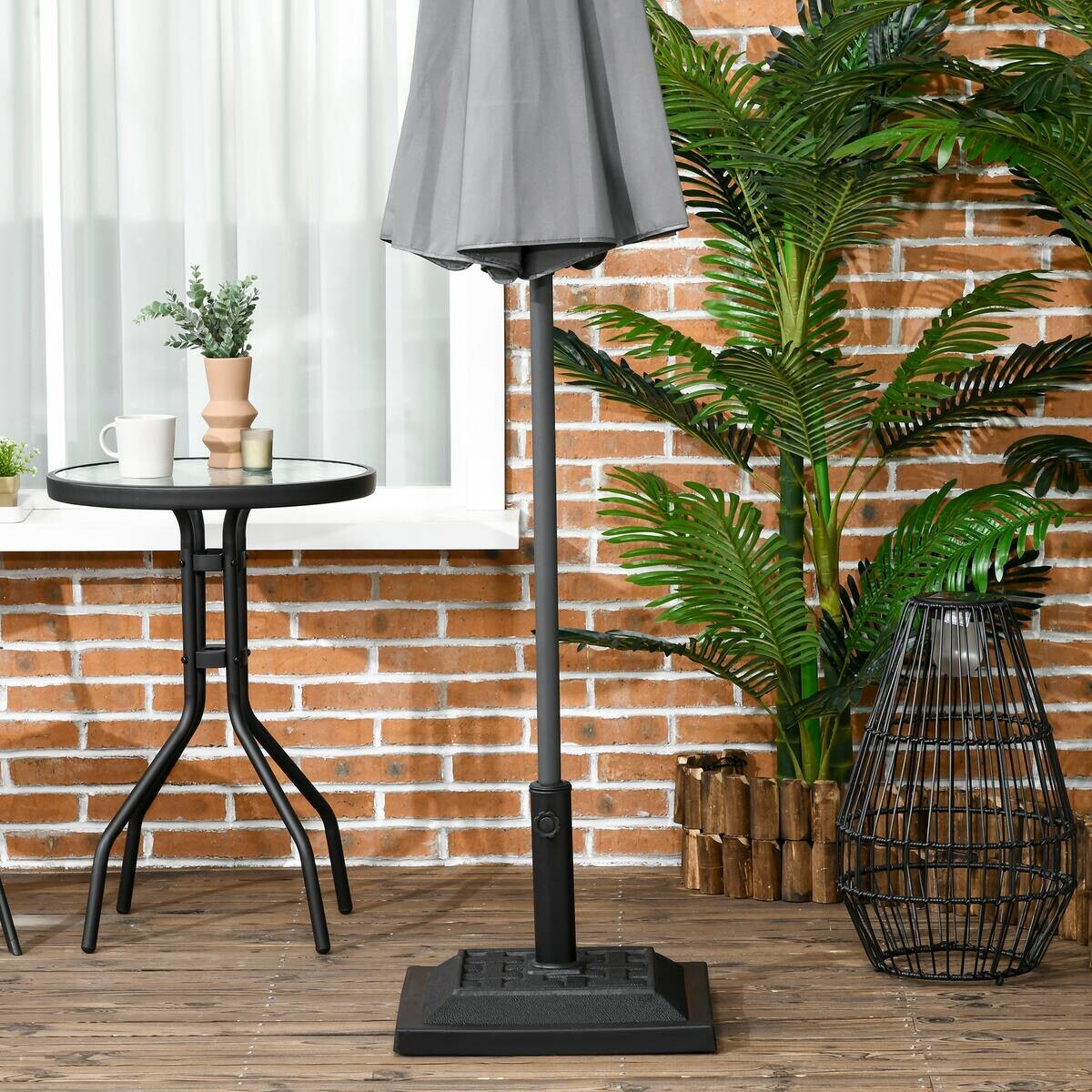 Outsunny Schirmständer schwarz Polypropylen B/H/L: ca. 44x44x33 cm