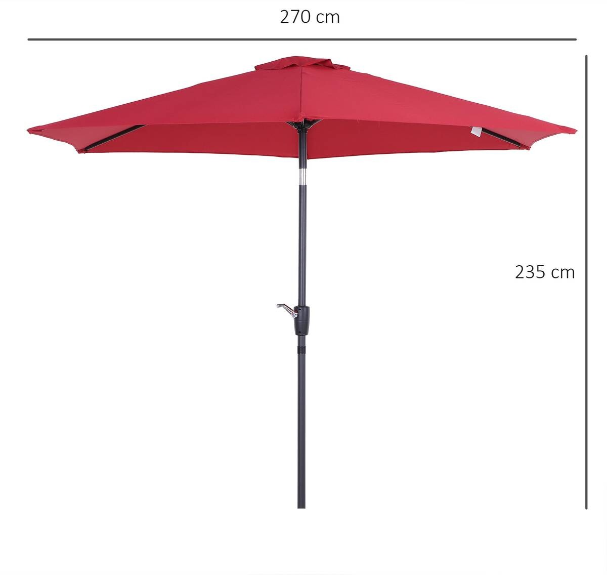 Outsunny Sonnenschirm weinrot Stahl H/D: ca. 235x270 cm