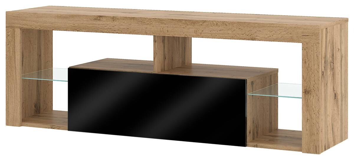 TV-Lowboard TV LOWBOARD Everest 140 Eiche Wotan Nachbildung schwarz glänzend B/H/T: ca. 140x50x35 cm