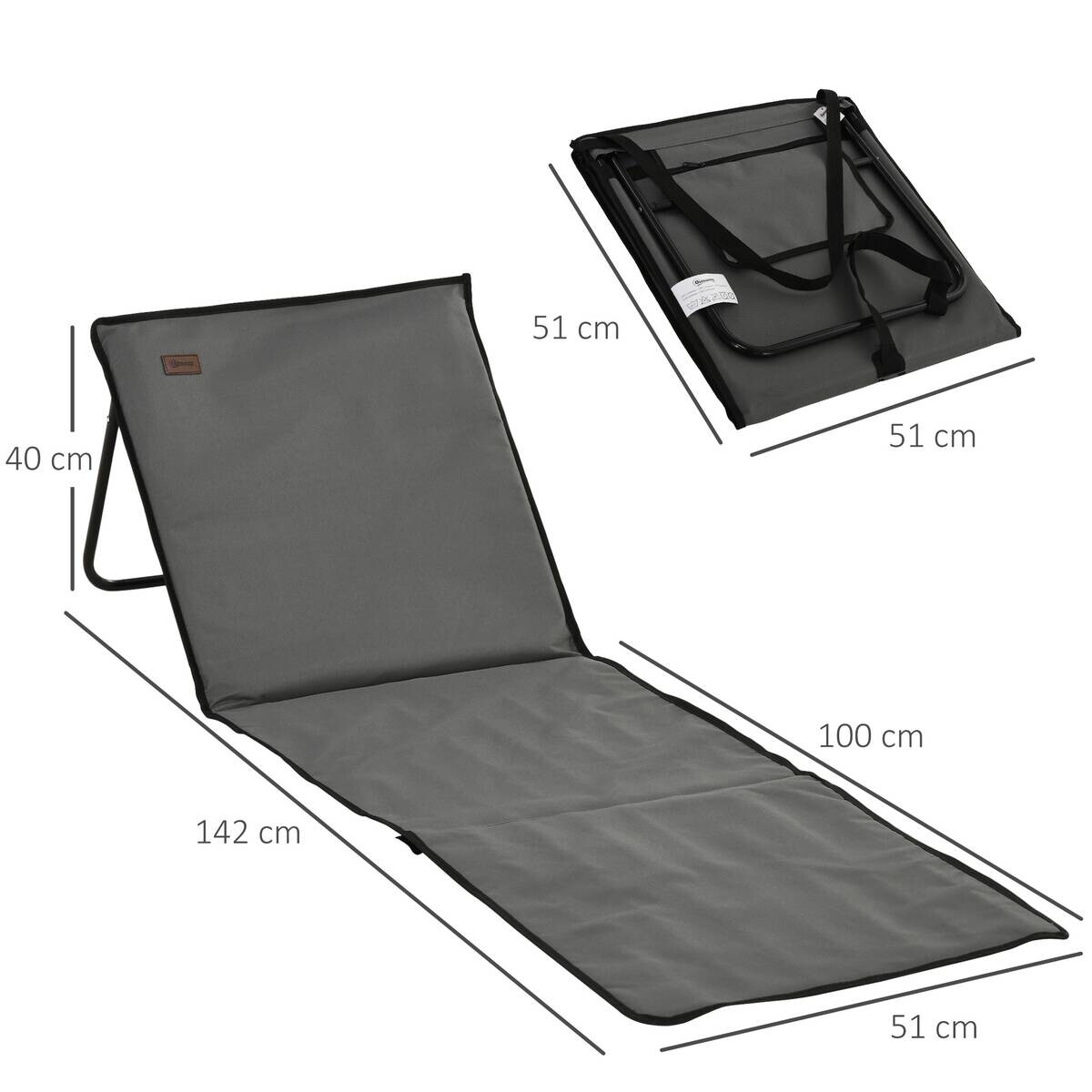 Outsunny Sonnenliege grau Polypropylen B/H/L: ca. 51x142x40 cm