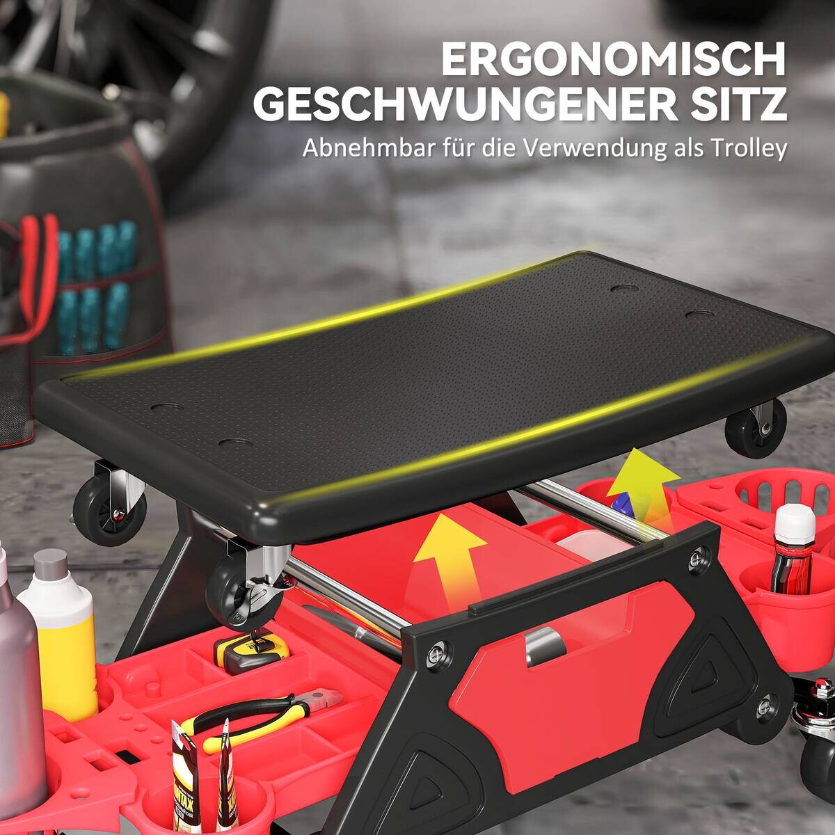 Werkstatthocker rot B/H/L: ca. 33x33x86 cm