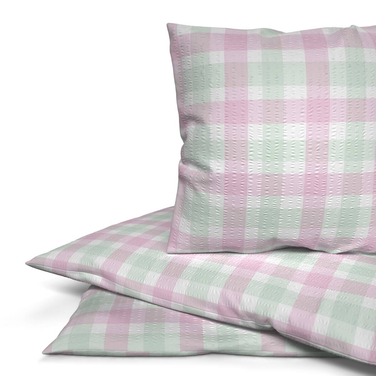 Microfaser Bettwäsche Seersucker rosa mint 100% Polyester B/L: ca. 135x200 cm