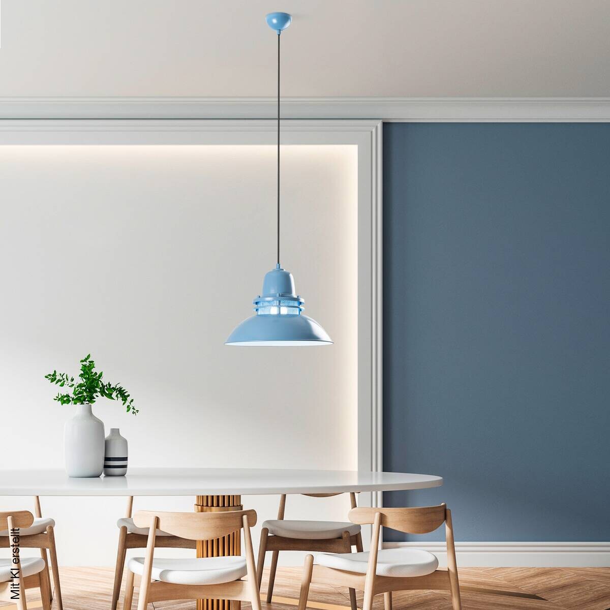Opviq Pendelleuchte blau B/H/T: ca. 34x123x34 cm E27 1 Brennstellen