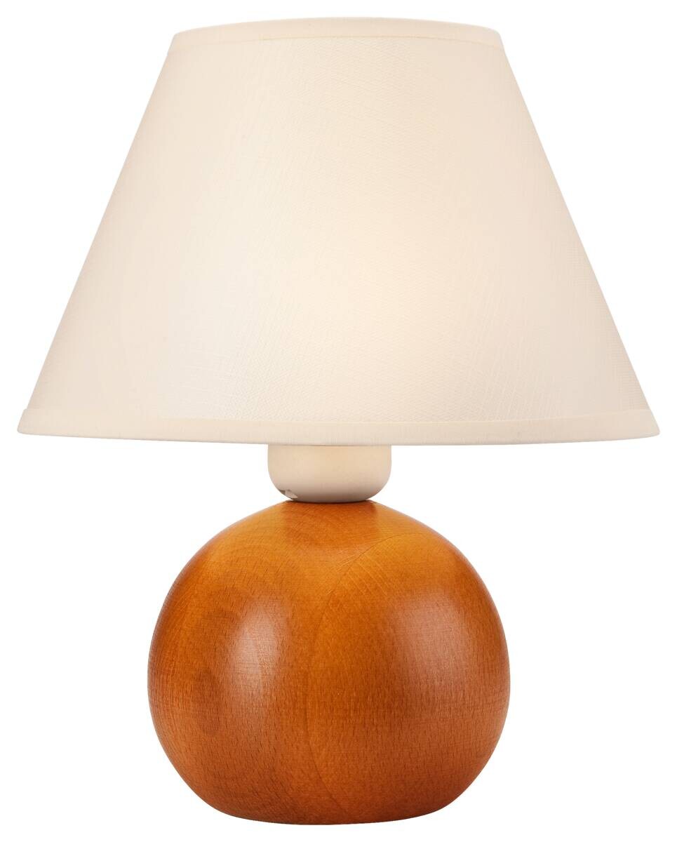 Lamkur Tischleuchte BALL 33082 rustikal Stoff Stahl Holz H/L: ca. 24x19 cm E27 1 Brennstellen