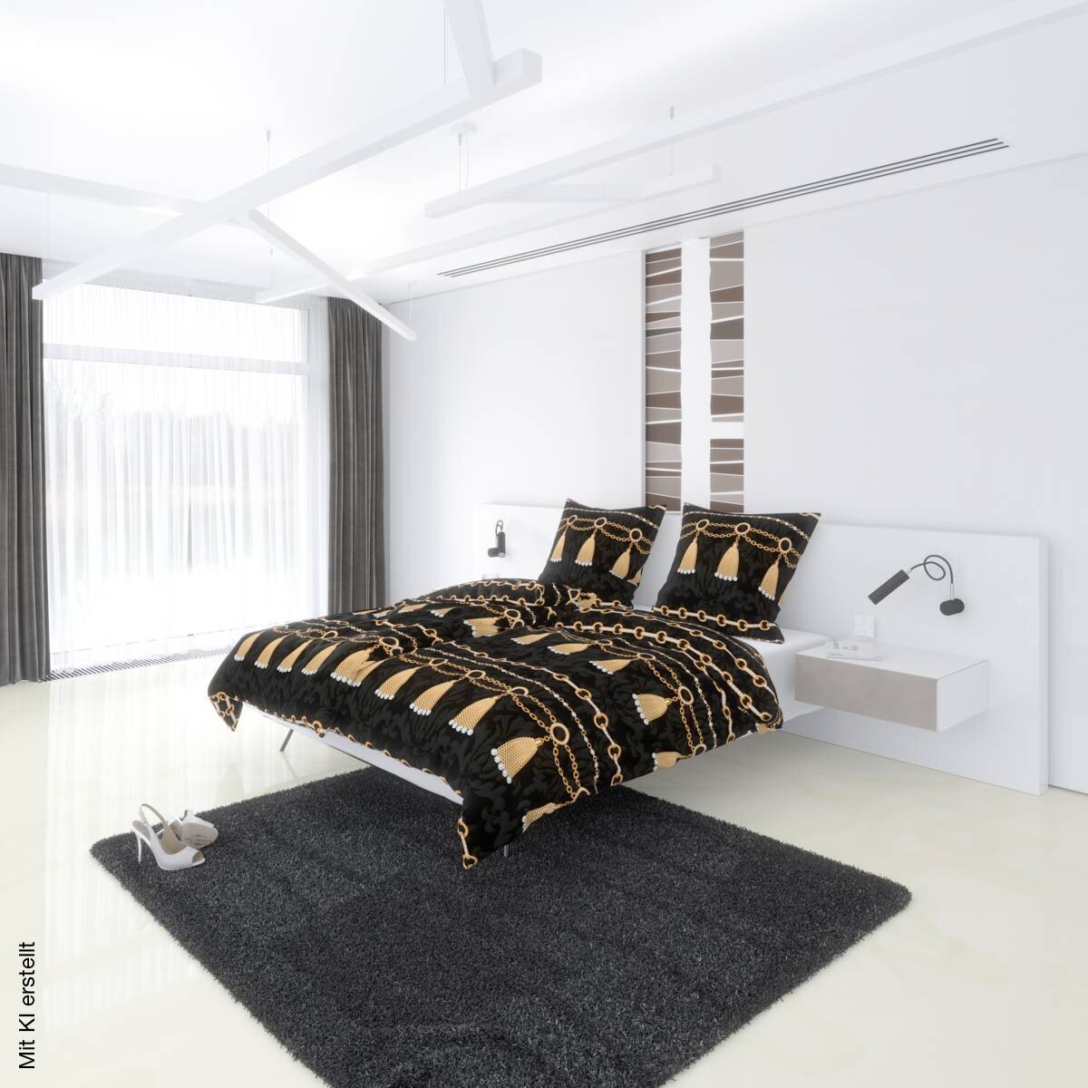 Microfaser Bettwäsche schwarz Polyester B/L: ca. 135x200 cm
