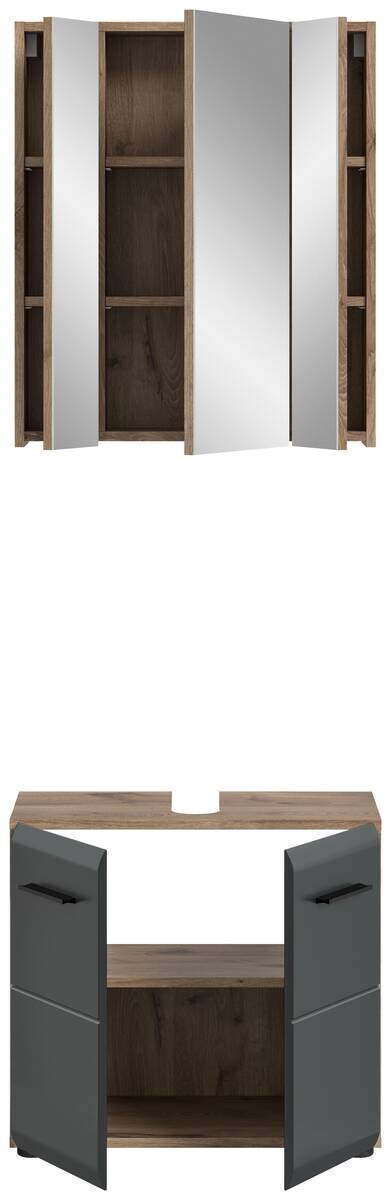 Badezimmer-Set Ice Nox Oak Nachbildung schwarz matt B/H/T: ca. 60x185x30 cm