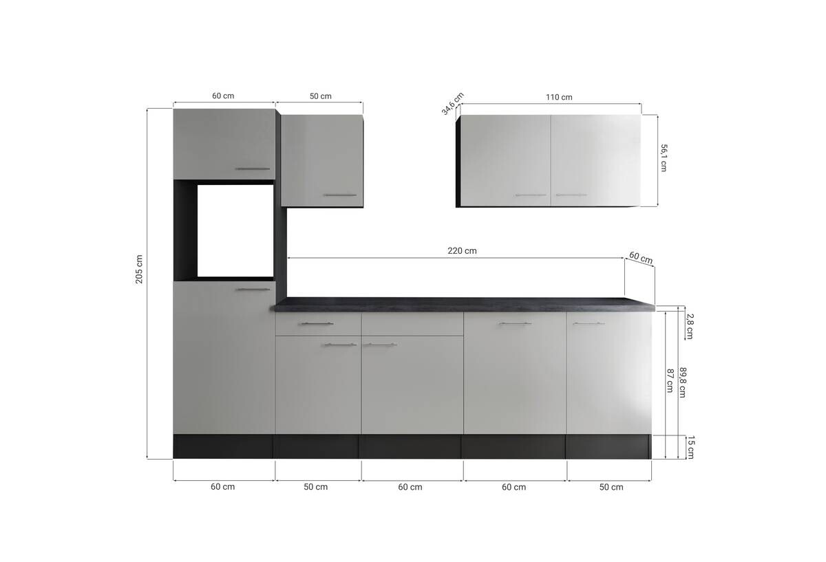 Küchenblock Oliver B/H/T: ca. 280x205x60 cm