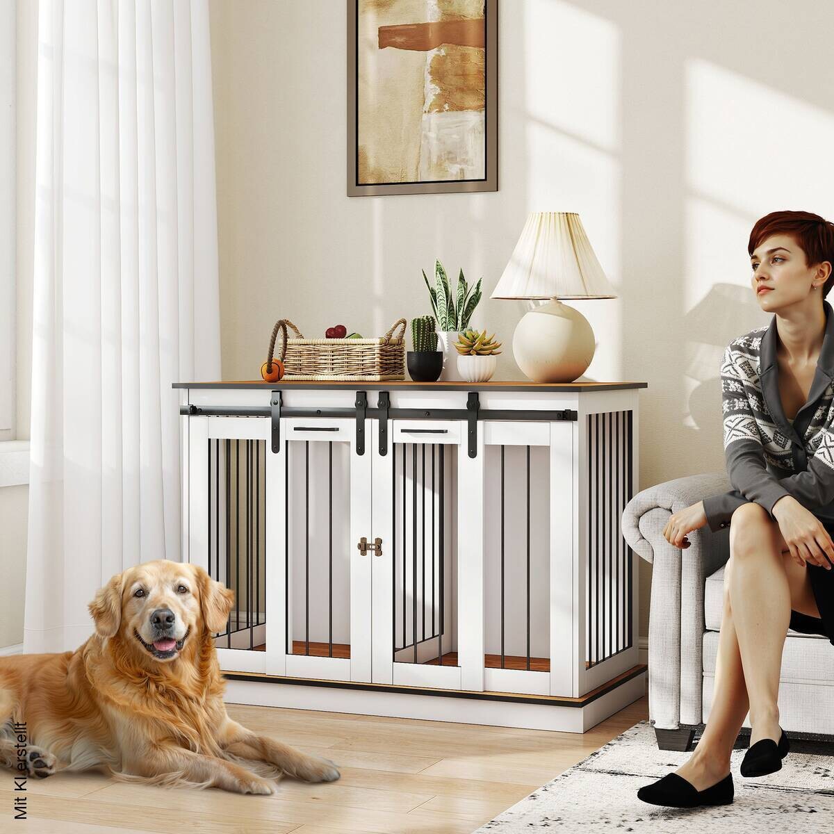 PawHut Hundekäfig weiß Stahl B/H/L: ca. 60x88,5x120 cm