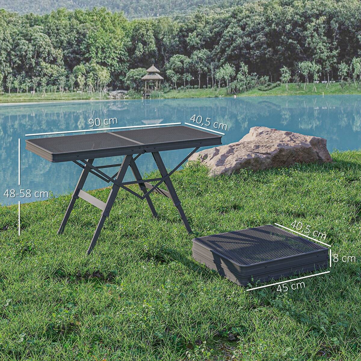 Outsunny Campingtisch schwarz Metall B/H/L: ca. 40,5x58x90 cm