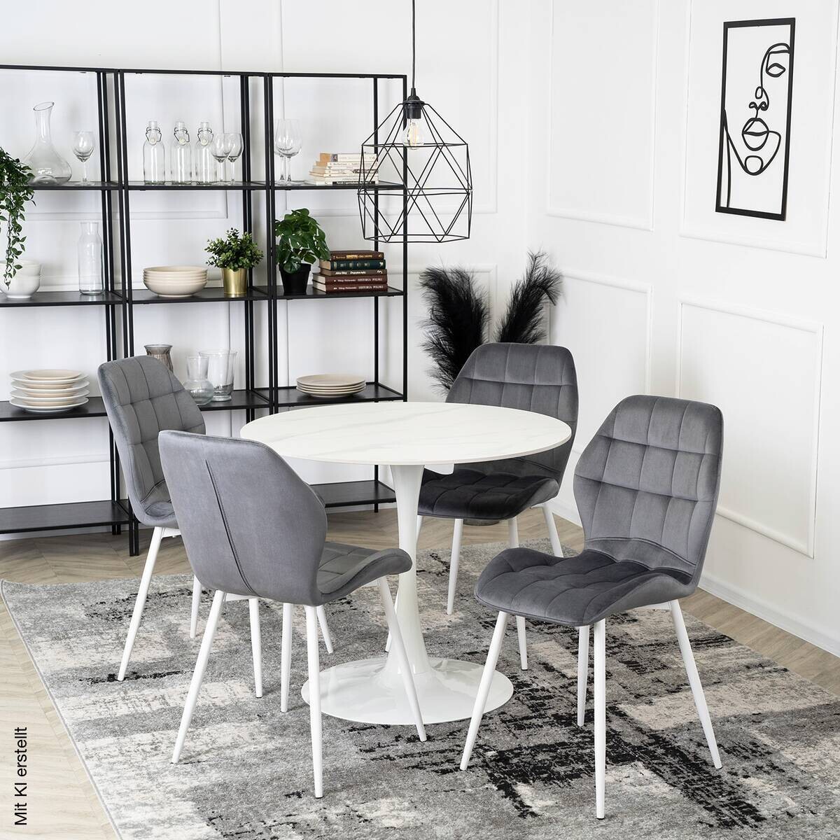 Stuhl LUCKY grau Velourstoff B/H/T: ca. 47x86x58 cm