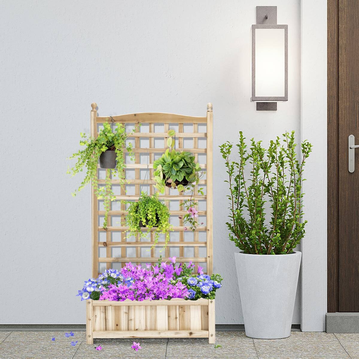 Outsunny Rankkasten im Spalierrahmen-Design natur B/H/L: ca. 28x120x64 cm