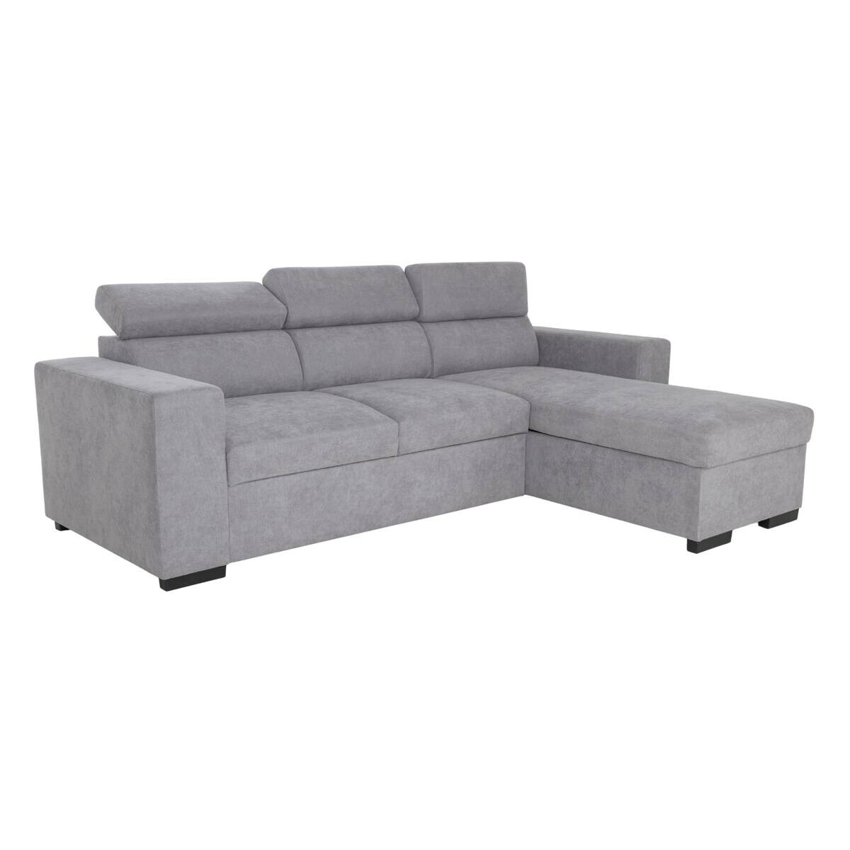 Ecksofa mit Bettfunktion und Bettkasten hellgrau Webstoff B/H/T: ca. 237x88x167 cm