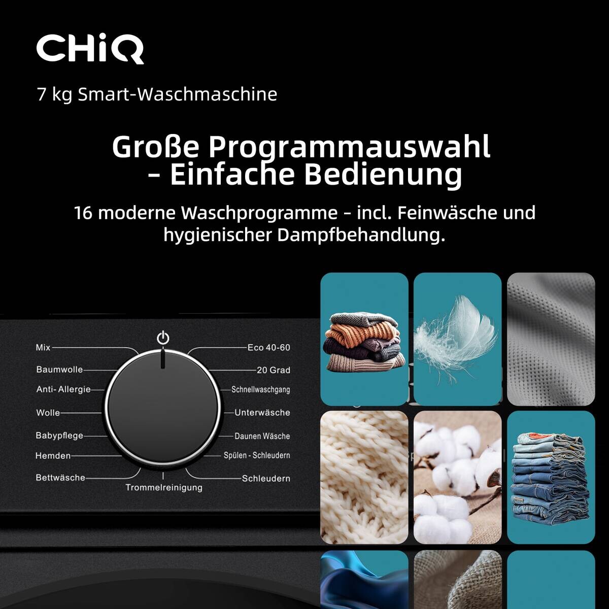 ChiQ Waschmaschine PW73863B schwarz B/H/T: ca. 60x85x46,5 cm ca. 7 kg