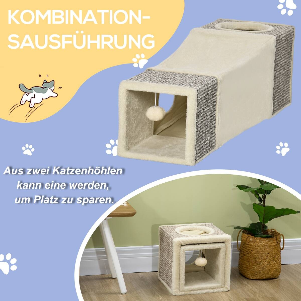 PawHut Katzen-Zubehör beige Spanplatte B/H/L: ca. 30x98x30 cm