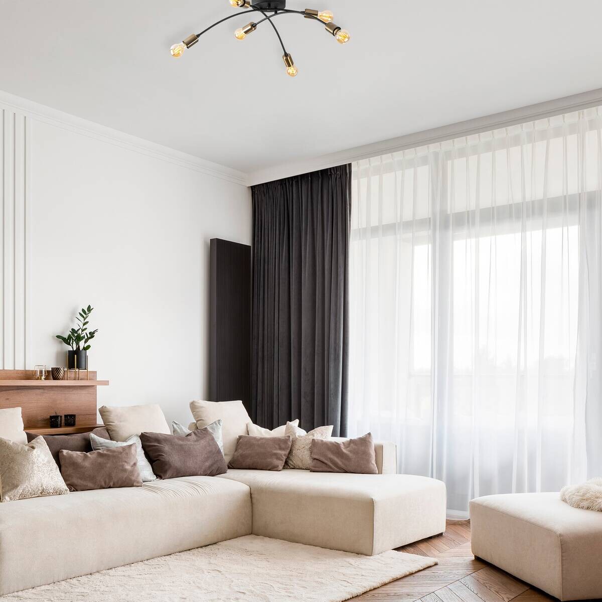 Opviq Deckenleuchte Banana bronze schwarz Metall B/H/T/L/D: ca. 67x25x67x67x67 cm E27 6 Brennstellen