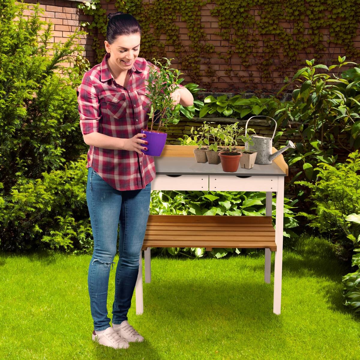 AXI Pflanztisch braun B/H/L: ca. 37x92x76 cm