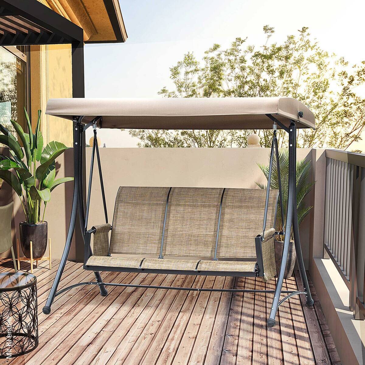 Outsunny Hollywoodschaukel braun Polyester B/H/L: ca. 128x172x196 cm