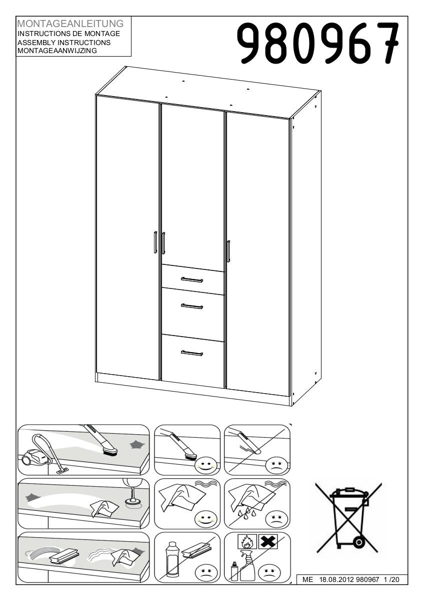 Kleiderschrank Joker weiß Eiche Flagstaff Nachbildung B/H/T: ca. 90x199x58 cm