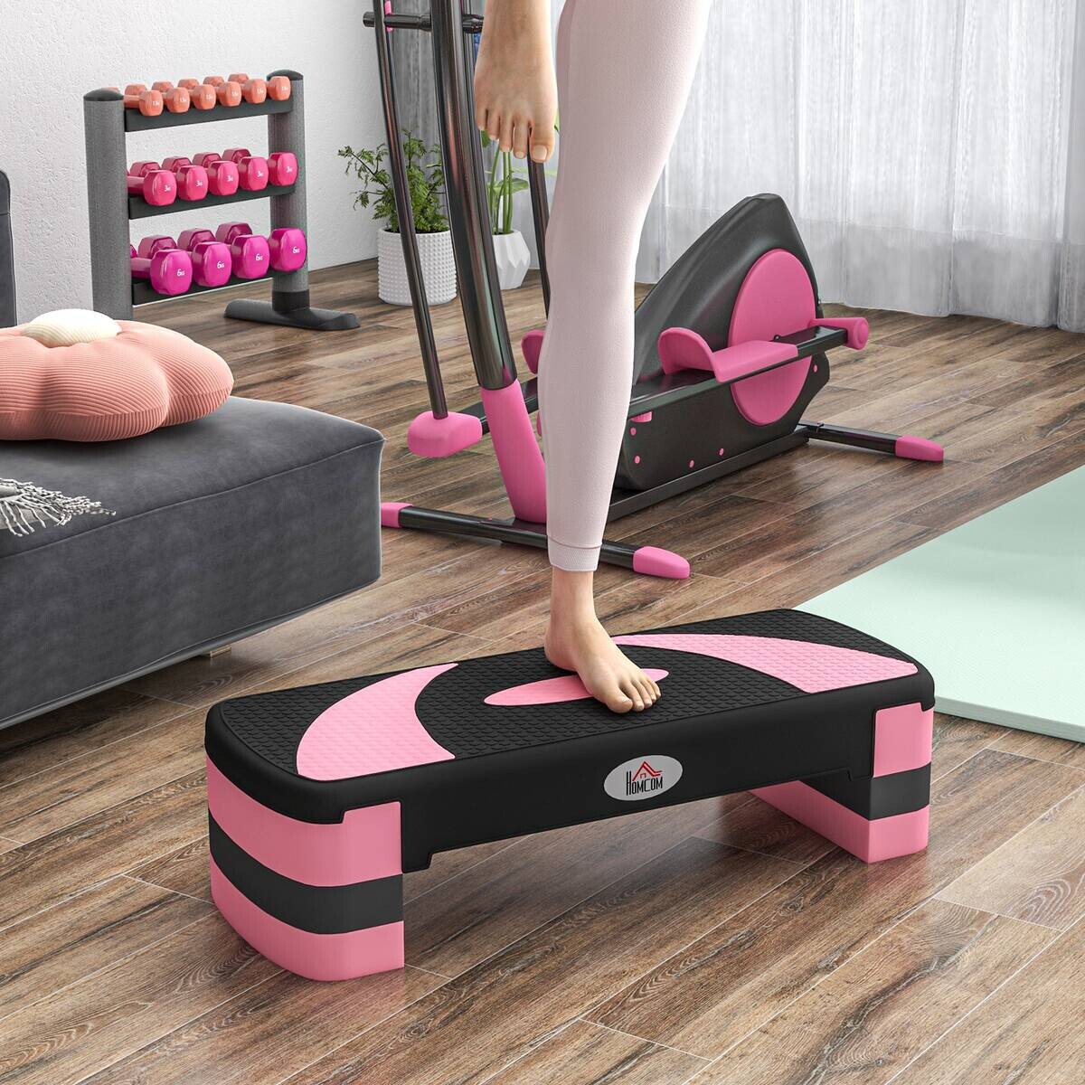 HOMCOM Steppbrett rosa Kunststoff B/H/L: ca. 31x20x80 cm