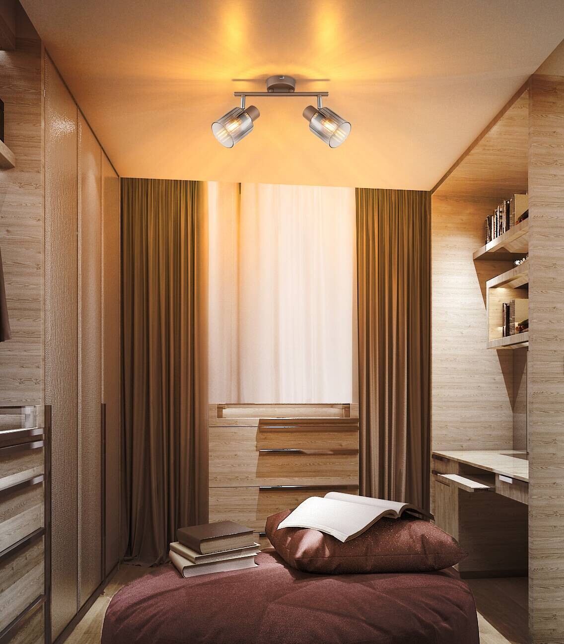 GLOBO Spot Walton 2 klar Rauch kaffee Glas Metall B/H/L: ca. 8x15x26 cm E14 2 Brennstellen