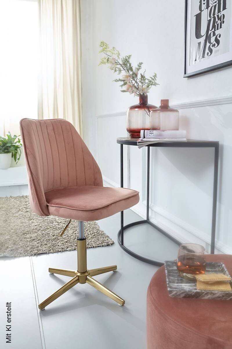 Drehstuhl rosa gold Stoff Eisen