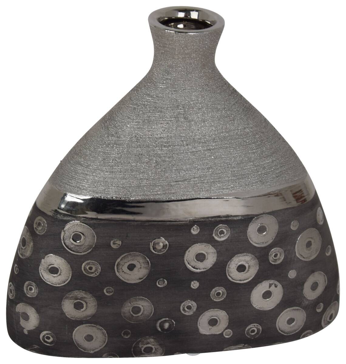 Vase silber Keramik B/H/T: ca. 21,5x20,5x7 cm