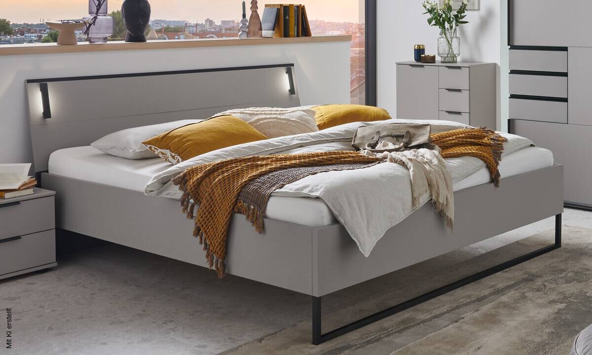 Futonbett Tilburg Graphit Sahara grau B/H/T: ca. 188x93x210 cm Liegefläche B/L: ca. 180x200 cm