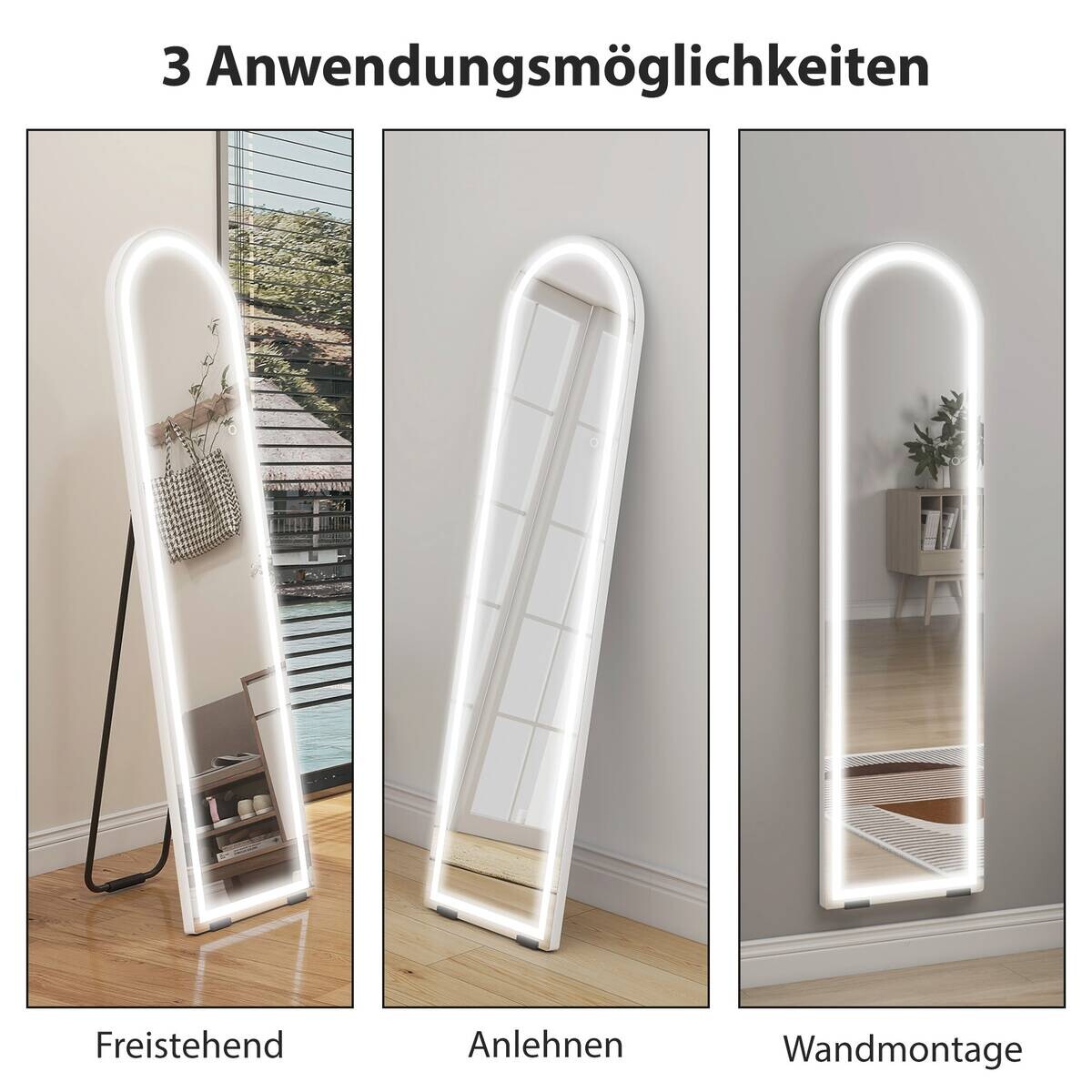 HOMCOM LED-Spiegel weiß B/H/L: ca. 2,9x150x40 cm