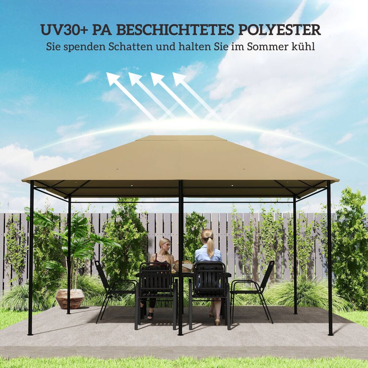 Outsunny Pavillondach khaki Polyester B/H/L: ca. 297x1x397 cm